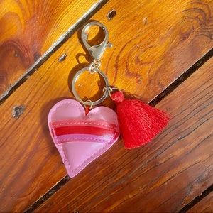 🧩 3/$20 Leather Pink Heart Red Tassel Gold Hardware Keychain